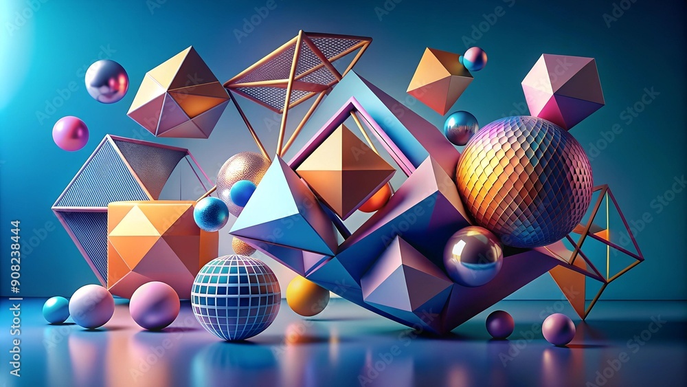 Aufkleber geometric metamorphosis: a journey through evolving shapes and forms ai generated