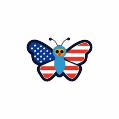butterfly  in a realistic style  with a US flag