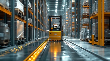 Fototapeta premium Advanced Automatic Logistics Management in Modern Warehouse