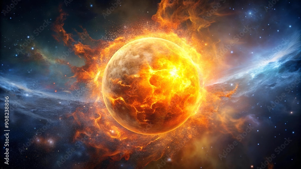 Poster galactic fireball with nebula dust generative ai