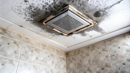 A Visual Warning: The Importance of Prevention for Black Mold on a Bathroom Ceiling  AI generated
