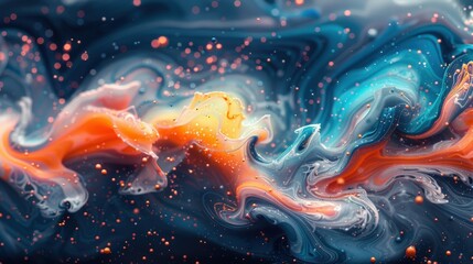 Hyper-realistic fluid art background with an array of swirling colors, showcasing extreme macro detail that highlights the rich textures and fluid motion, providing a vivid and immersive visual