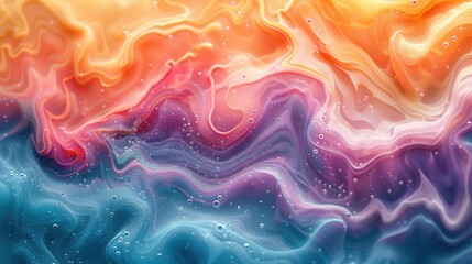 Obraz premium Hyper-realistic fluid art background with a dynamic blend of swirling colors, captured in macro detail to showcase the fine textures and fluid patterns, creating a visually striking and detailed