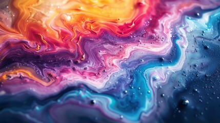 Hyper-realistic fluid art background showcasing a swirl of colors in vibrant detail, with macro focus highlighting the nuanced textures and fluid dynamics, creating a visually rich and captivating