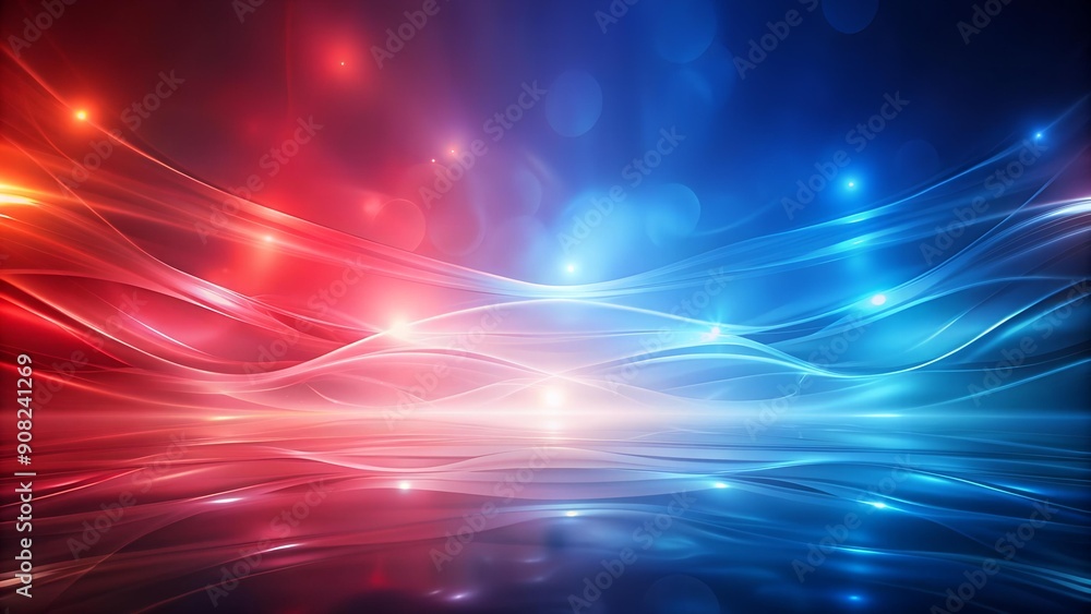 Poster red and blue luminance: a glow of color in abstract form generative ai