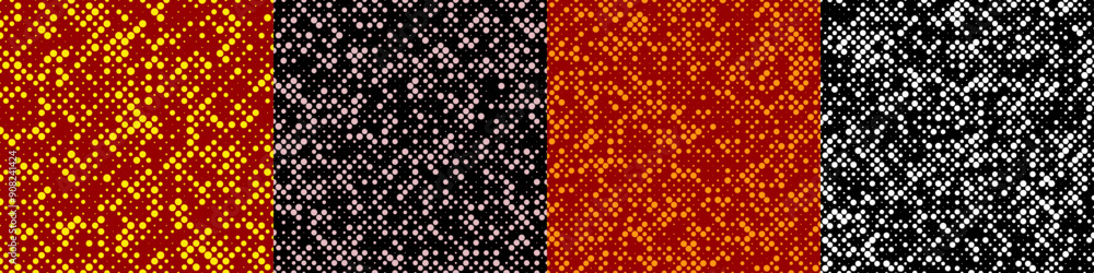 Poster abstract random halftone dot pattern set
