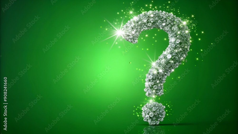 Aufkleber crystal question mark particle bounce: sparkling green screen effect ai generated