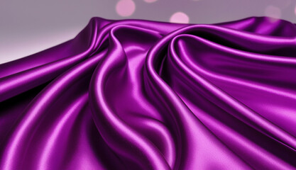 Obraz premium Purple Satin Fabric Draped Elegantly on a Soft Background
