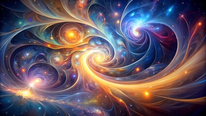 Ethereal Swirls: A Cosmic Dance of Light and Form  AI generated