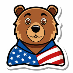 Fototapeta premium bear in a realistic style with a US flag