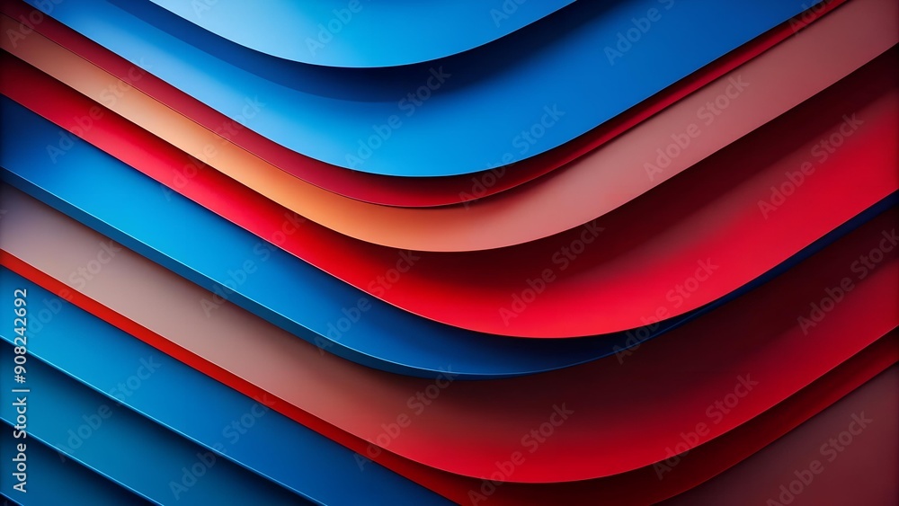 Aufkleber red and blue layers: a multidimensional exploration of abstract space ai generated