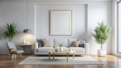 Minimalist White Frame with Abstract Art in a Modern Living Room  AI generated