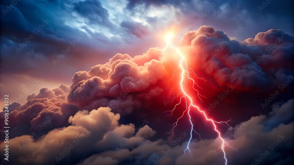 Poster red lightning bolt splitting a cloud generative ai