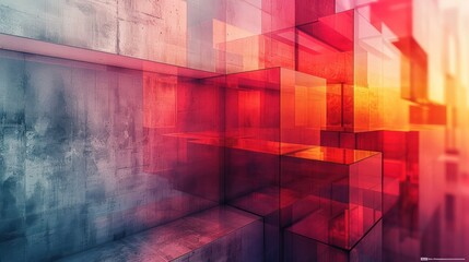 Naklejka premium Ultra-sharp geometric pattern featuring transparent overlapping shapes and a subtle gradient, emphasizing the clarity and depth of the design with smooth, flowing transitions between colors
