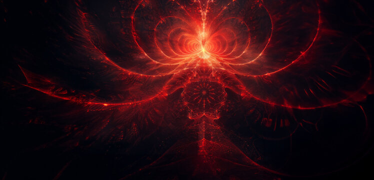 Eternal Echoes: Fractal Red Patterns on Black Canvas