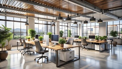 The Adaptive Landscape: An Open Plan Office with Flexible Spaces and AI-Driven Personalization  Generative AI