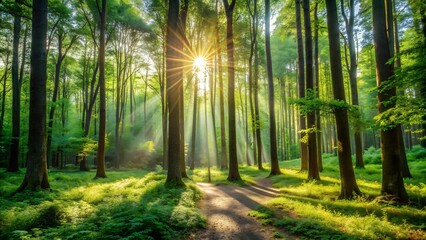 Obraz premium The Forest's Embrace: A Sanctuary of Tranquility Generative AI