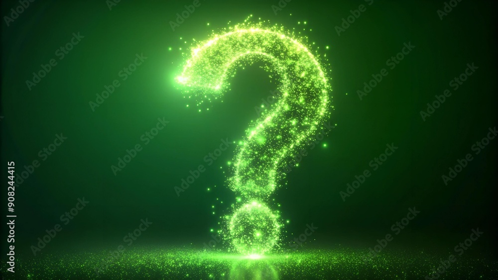 Aufkleber ethereal question mark particle bounce: a dreamy green screen effect generative ai