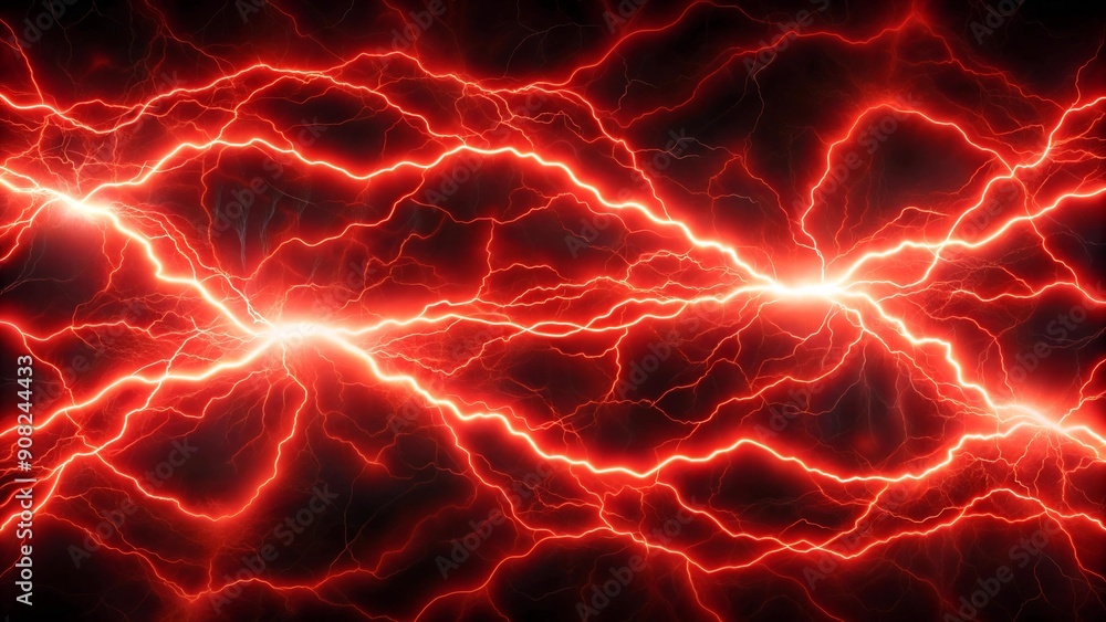 Poster abstract red lightning strokes in a geometric pattern generative ai