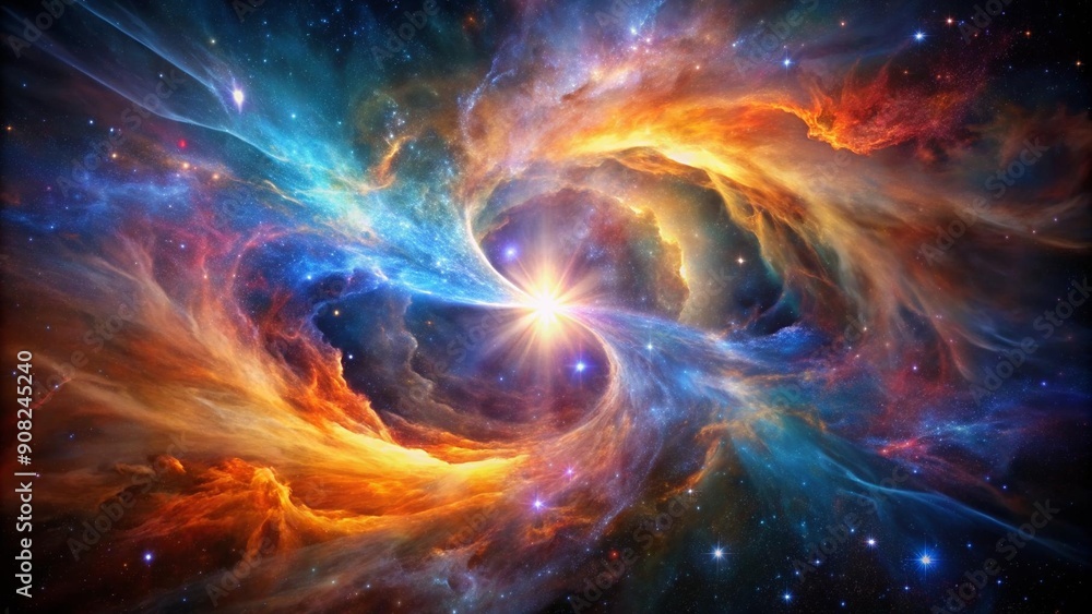 Wall mural the first spark: a cosmic dance of creation generative ai