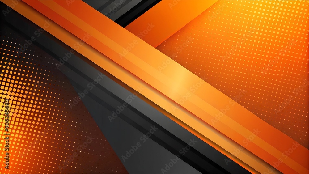 Poster orange and black gradient with abstract shapes ai generated