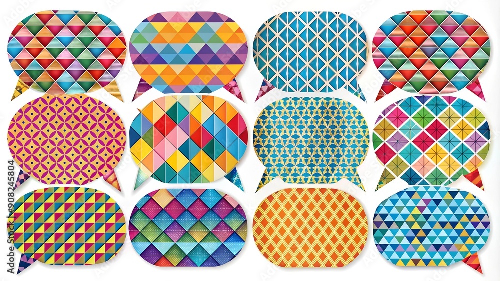 Poster geometric pattern speech bubbles with colorful and positive quotes ai generated