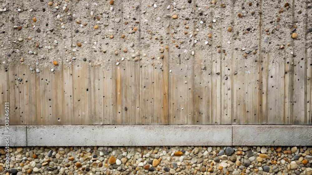 Poster concrete wall with exposed aggregate texture: rustic and textural appeal generative ai