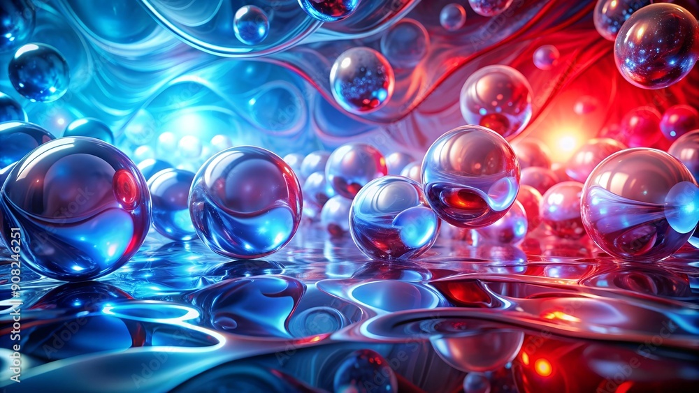 Aufkleber abstract symphony in crimson and azure: a play of light and color generative ai