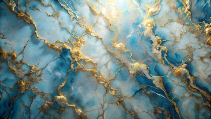 The Dance of Light and Shadow: A Marble Play of Blue and Gold  AI Generated