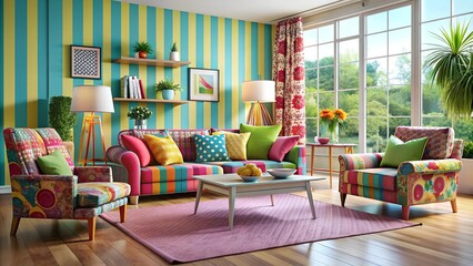 A Symphony of Whimsical Furniture in a Candy-Colored World  Generative AI
