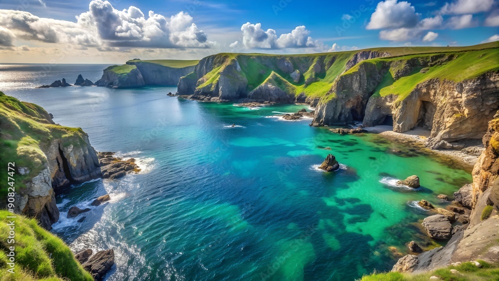 Poster coastal cliffs and hidden cove generative ai