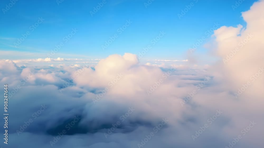 Poster experience a sense of peace and serenity as you float through the cloudscape horizon surrounded by a