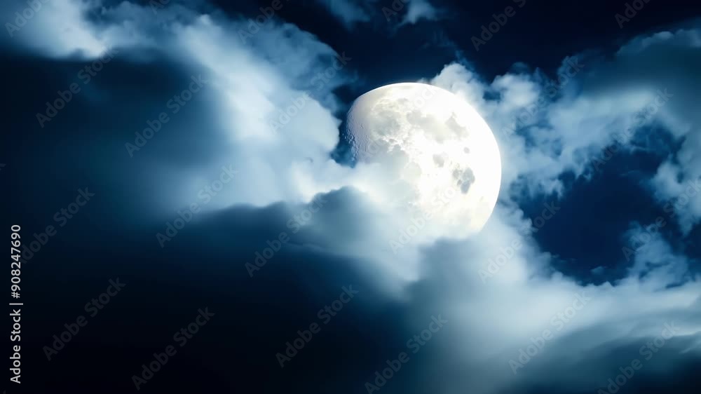 Poster a mesmerizing sight as the full moons rays pierce through the clouds illuminating their jagged edges