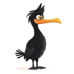 Fototapeta premium Cormorant Sustainable animal fashion cartoon isolated whitebackground 16:9