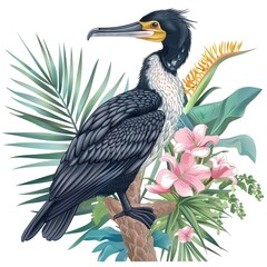 Obraz premium Cormorant Tropical animal fashion cartoon isolated whitebackground 16:9