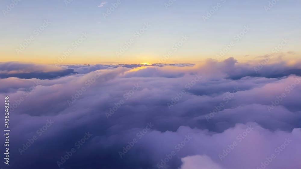 Wall mural floating on a bed of cottonlike cumulus the surreal colors and patterns of the sky unfold in a heave