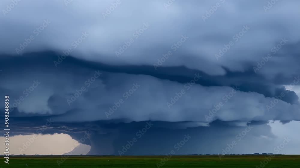 Poster a menacing line of thick dark clouds stretching across the horizon a visual representation of the co