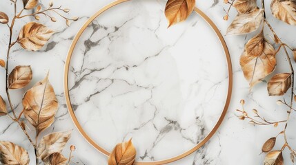 Elegant Gold Wreath on Marble Background 3