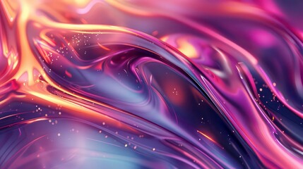 Abstract Purple and Gold Liquid Swirls with Glimmering Particles
