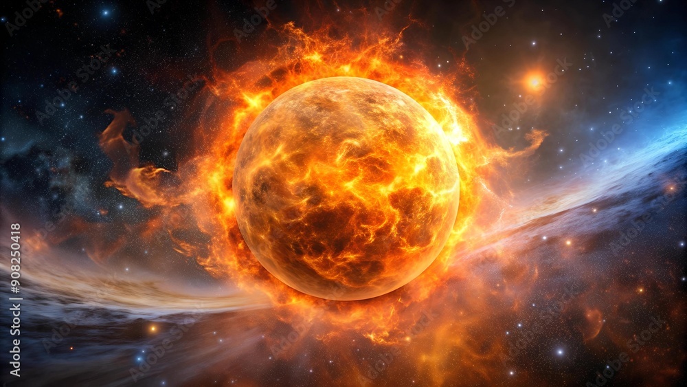 Poster galactic fireball with nebula dust generative ai