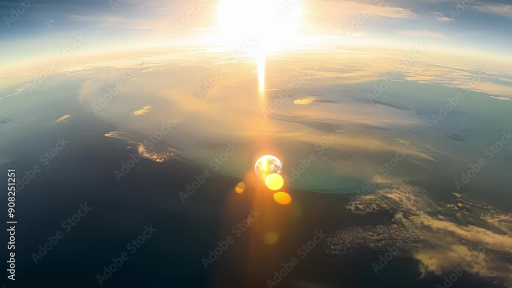 Poster as the sun rises it illuminates the different layers of the atmosphere creating a unique and mesmeri
