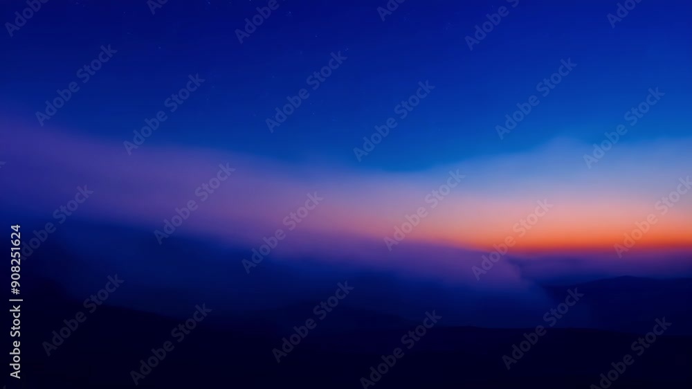 Poster the gradual transition from midnight blue to a hazy orange creates an otherworldly atmosphere as if 