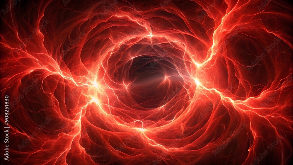 Aufkleber abstract red lightning swirls in a dark void ai generated
