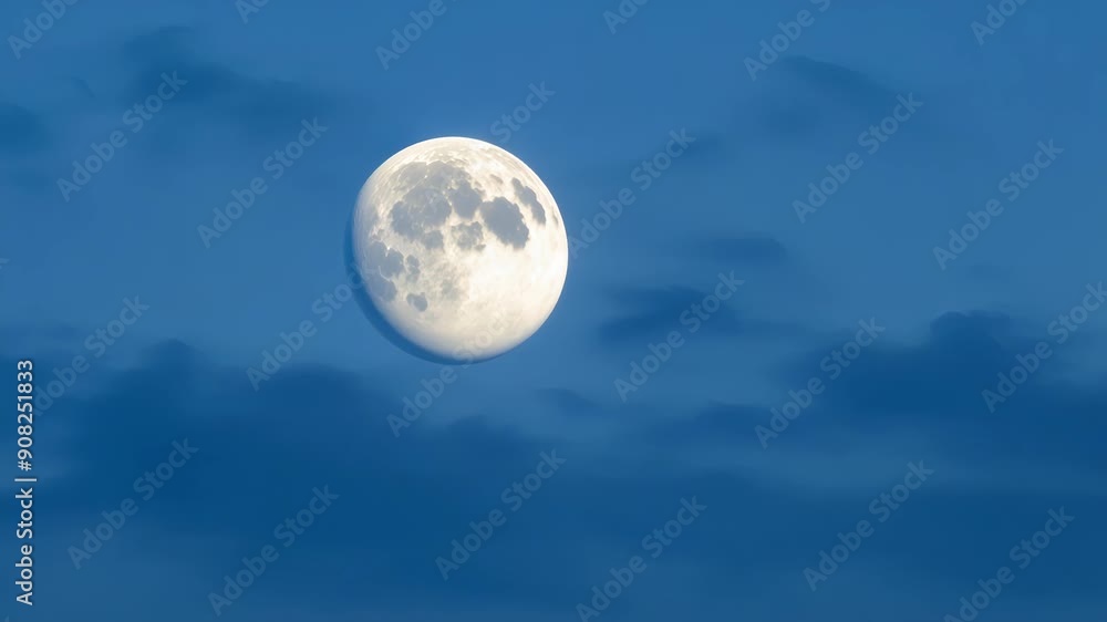 Poster delicate wisps of clouds drifting across the moons face as it rises adding an ethereal touch to the 