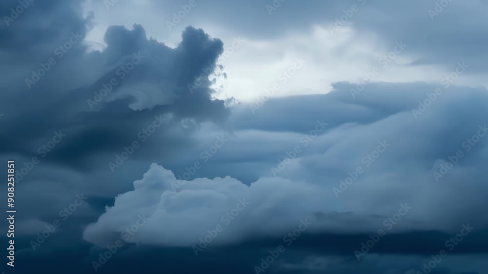 Poster storm clouds rolling and churning in chaotic waves creating a sense of ominous power.