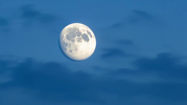 Delicate wisps of clouds drifting across the moons face as it rises adding an ethereal touch to the scene.