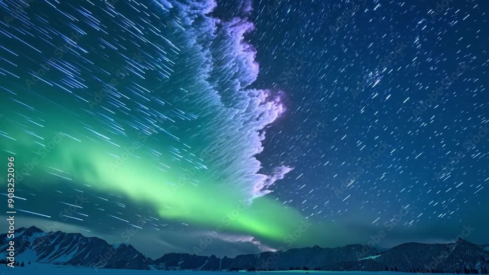 Poster a pulsing crackling aurora borealis or southern lights as they interact with the earths magnetic fie
