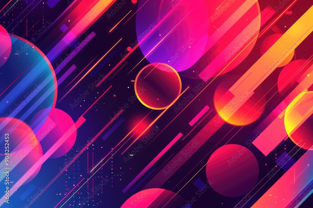 Poster Colorful geometric pattern featuring circular shapes and intersecting lines