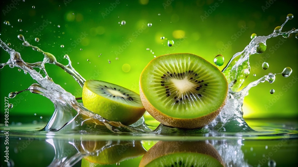 Aufkleber a splash of green: a refreshing burst of kiwi and lime generative ai