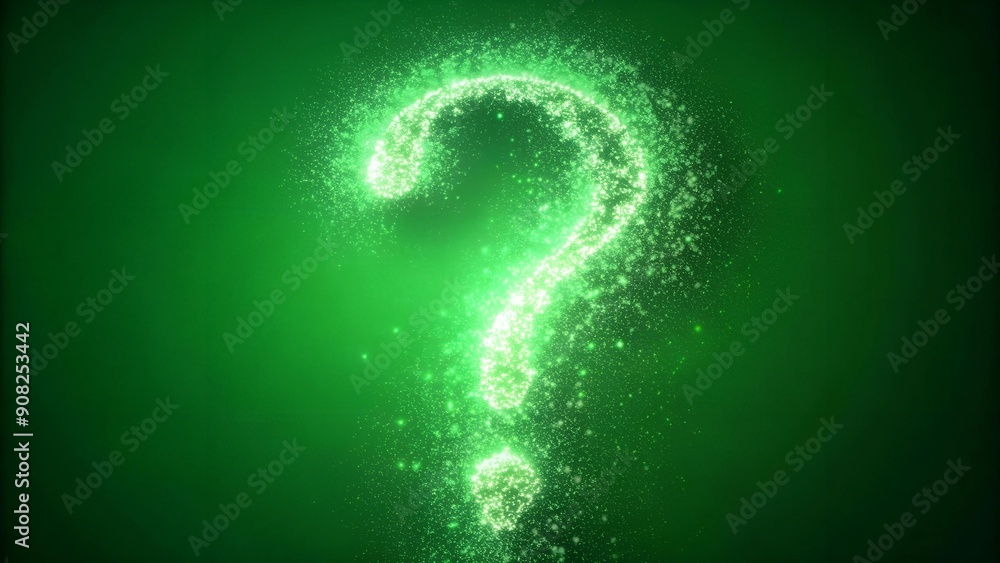 Aufkleber grainy question mark particle bounce: nostalgic green screen effect ai generated